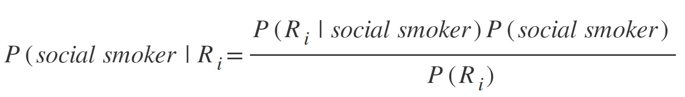 Figure 2.24: Conditional probability of being a smoker, conditioned to an absence reason Ri

