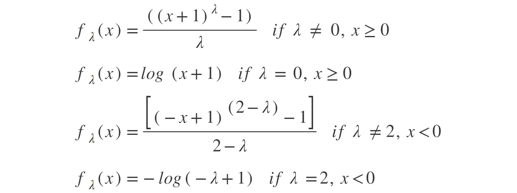 Figure 2.45: Expression for Yeo-Johnson transformation
