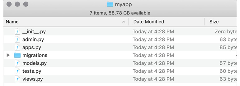 Figure 1.10: The contents of the myapp app directory
