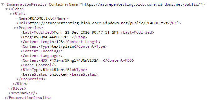 Figure 3.12 – Azure Blob service endpoint URL