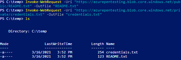 Figure 3.15 – Downloading objects using PowerShell
