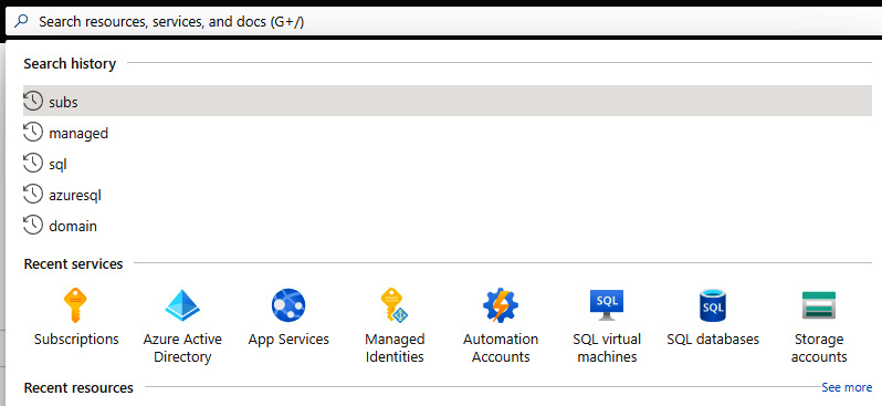 Figure 1.9 – Azure service search
