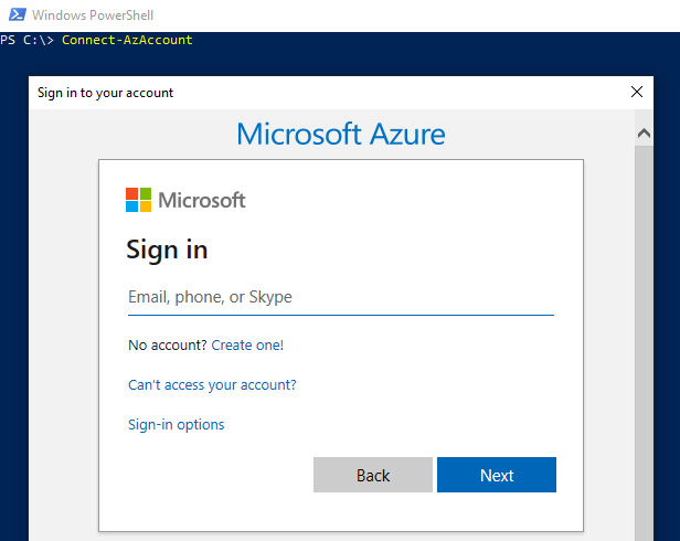 Figure 1.14 – Az PowerShell authentication prompt
