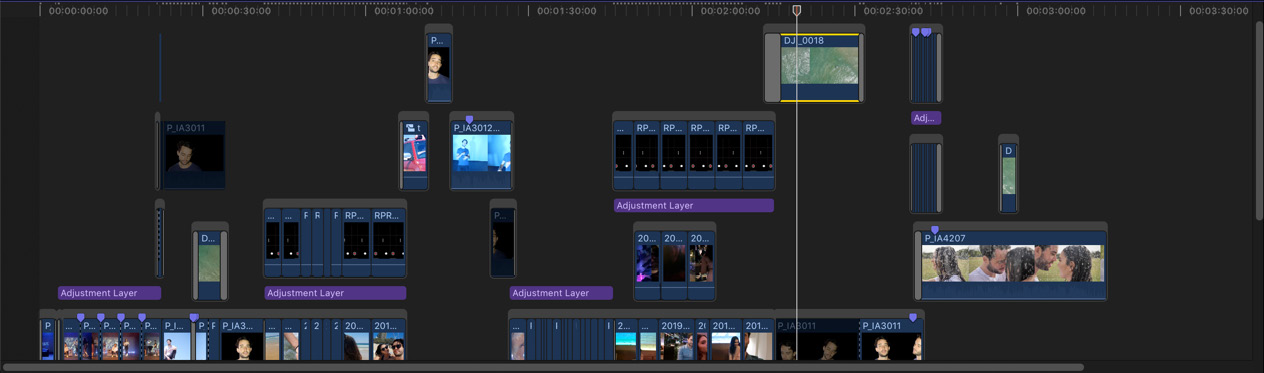 Figure 1.4: Part of the timeline for a music video; your timelines might be simpler, or more complex