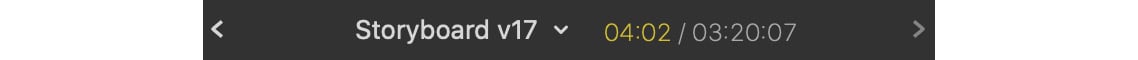 Figure 1.7: There’s an arrow to go back to the previous timeline, a name, a menu, a timecode display, and an arrow to go forward