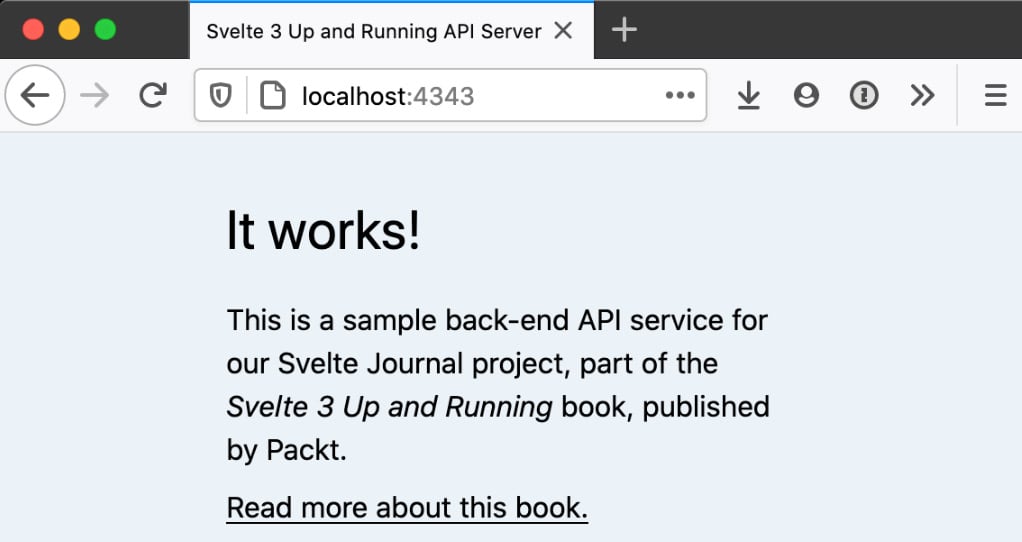 Figure 2.1 – Screenshot of the welcome page in the back-end server application
