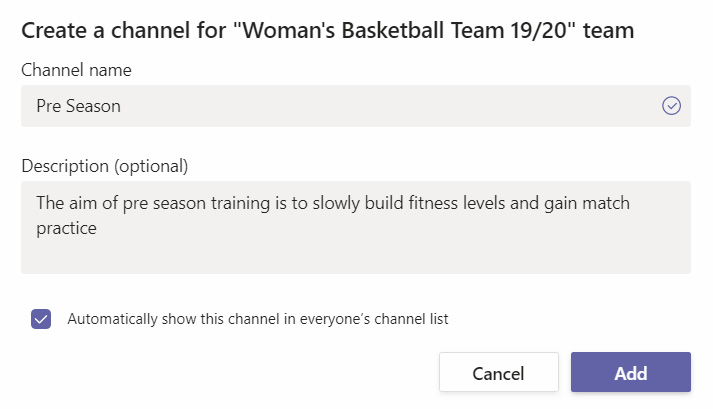 Figure 1.16: Create a channel