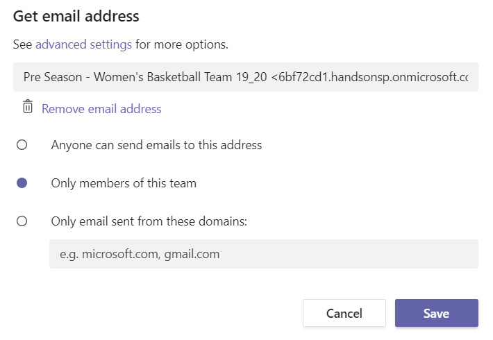 Figure 1.17: Manage email address settings