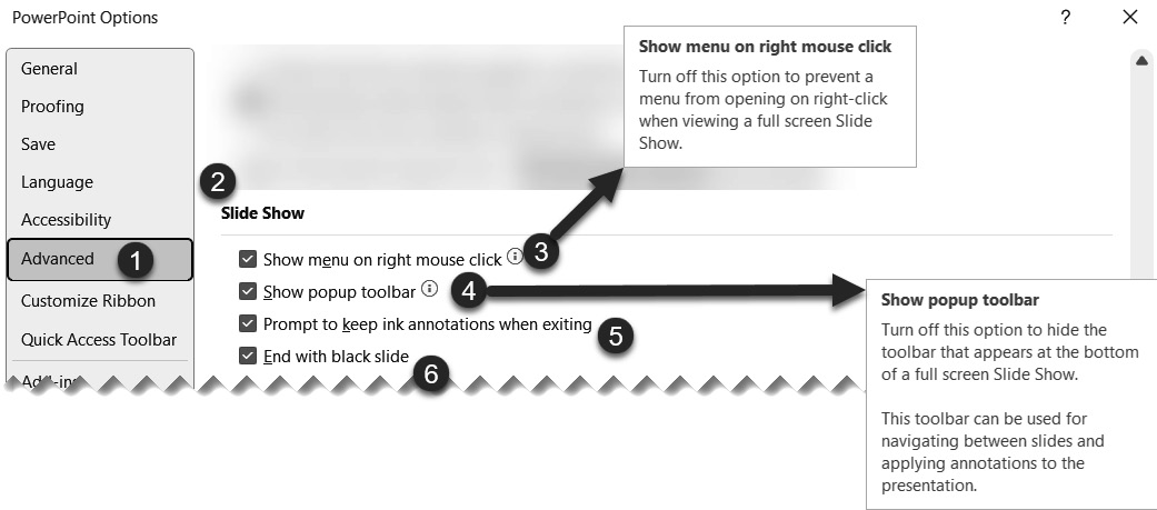 Figure 11.1 – Advanced Slide Show options in PowerPoint