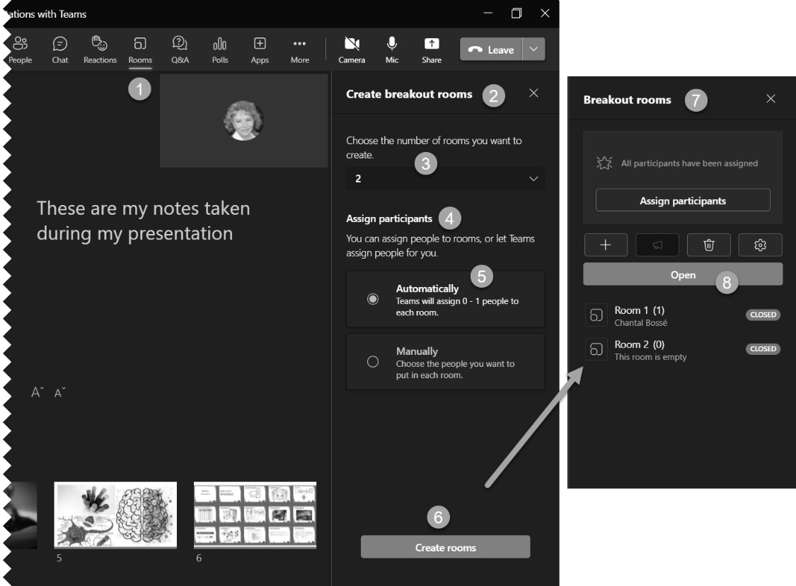 Figure 13.6 – Creating and using breakout rooms in Teams