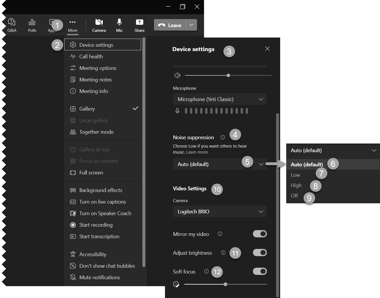 Figure 13.16 – Accessing Device settings in Teams