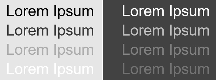 Figure 2.4 – Contrast examples with light and dark backgrounds