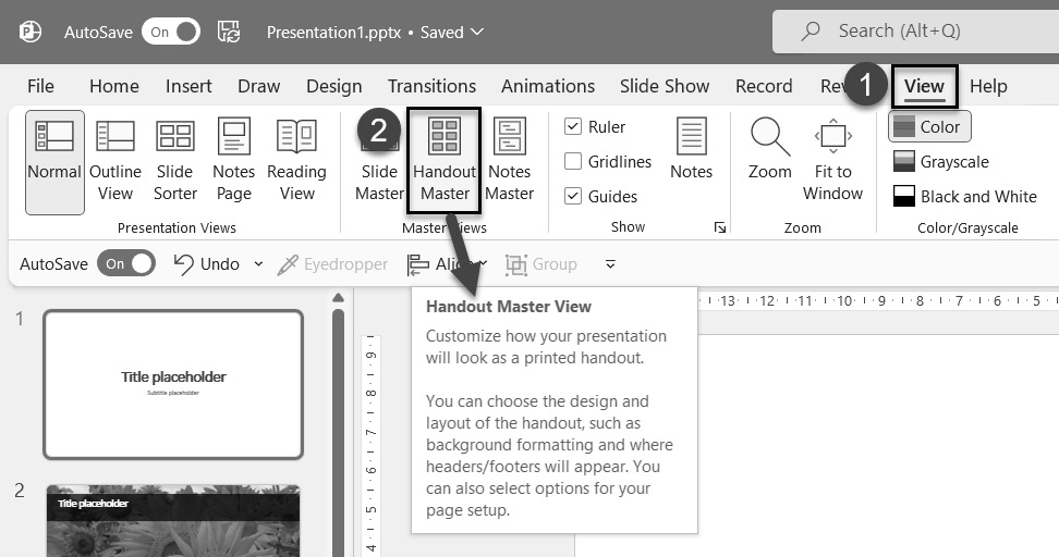 Figure 4.1 – Accessing ﻿Handout Master