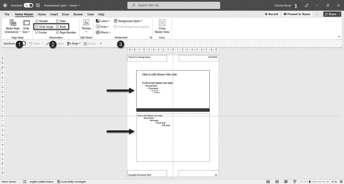 Figure 4.7 – Notes Master view