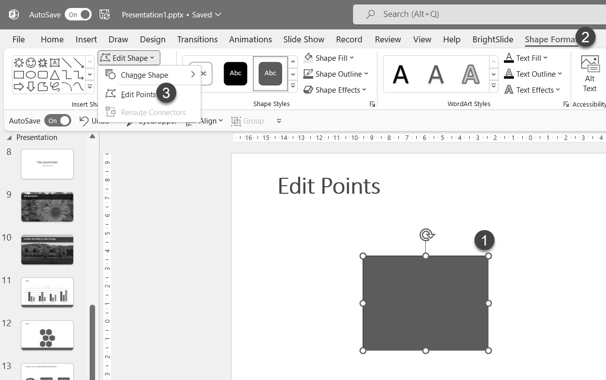 Figure 6.18 – Accessing Edit Points through the Shape Format tab