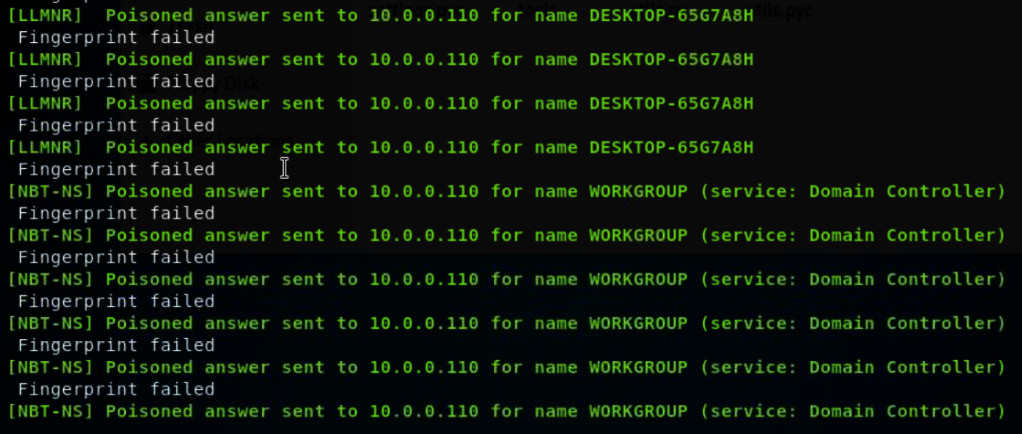 Figure 9.13 – Responder sending a poisoned LLMNR response to a client