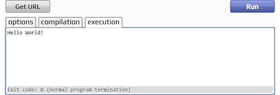 Figure 1.2: Output of our "Hello World" program
