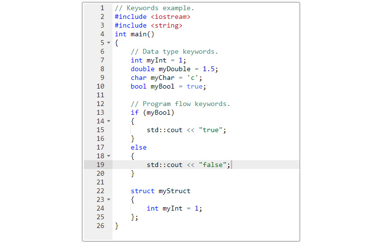 Figure 1.4: Keywords and their highlighting
