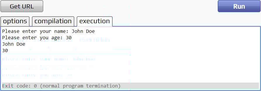 Figure 1.13: Using getline() to capture entire input
