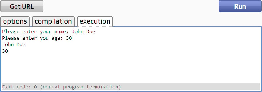 Figure 1.13: Using getline() to capture entire input
