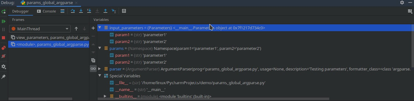 Figure 1.4 – Debugging variables in PyCharm
