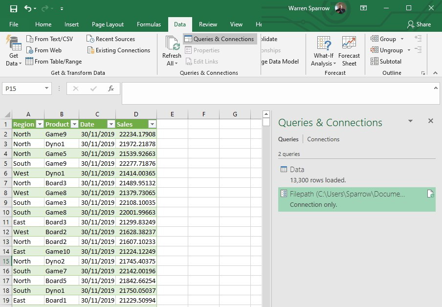 Figure 6.9 Imported CSV file in the query