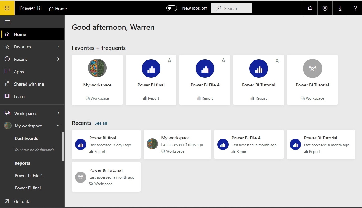 Figure 8.39 – The online Power BI portal