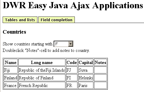 Implementing Tables And Lists Dwr Java Ajax Applications