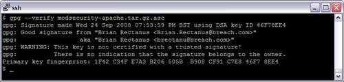 Checking the integrity of the downloaded source archive
