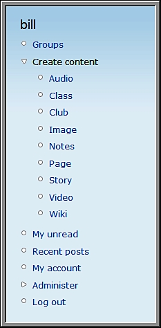 Create a Menu for Groups