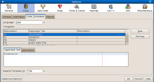 Code Templatesfeatures, NetBeanscode completion