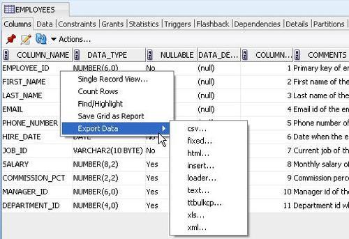 Importing, Exporting, and Working with Data | Oracle SQL Developer 2.1