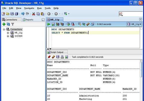 Using basic commands in the SQL Worksheet
