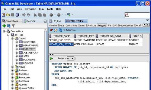 Using basic commands in the SQL Worksheet