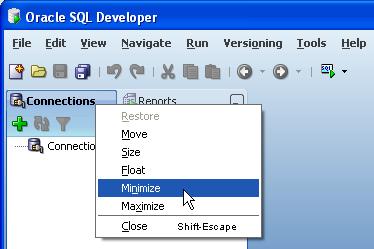 Managing SQL Developer windows