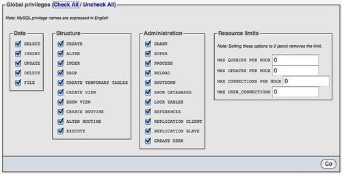 Creating a database user