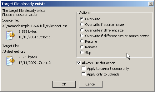 Uploading CMS Made Simple's files