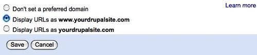 Set a preferred domain in Google Webmaster Tools
