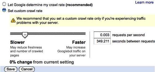 Setting the crawl rate in Google Webmaster Tools