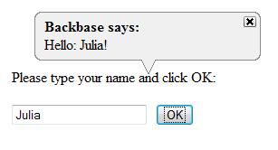 "Hello World" using a Backbase balloon