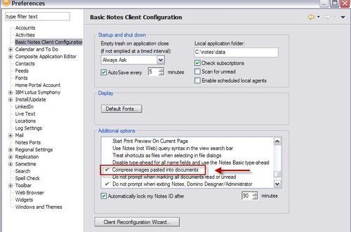 configure the lotus notes client