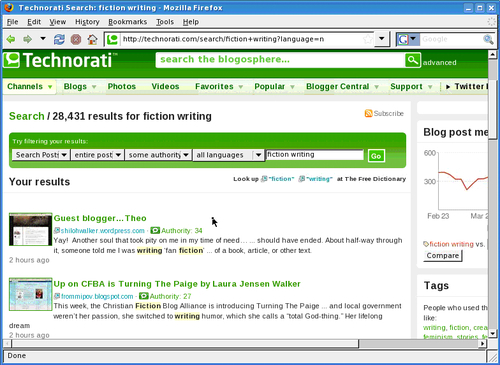 Time for action — a little visit to Technorati