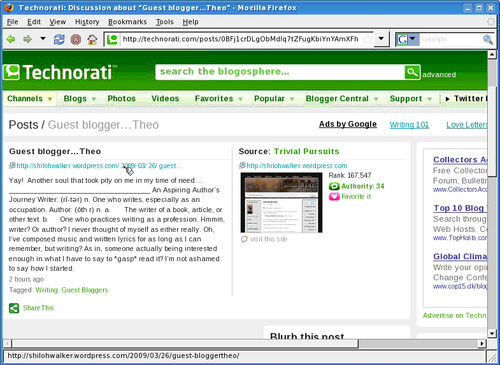 Time for action — a little visit to Technorati