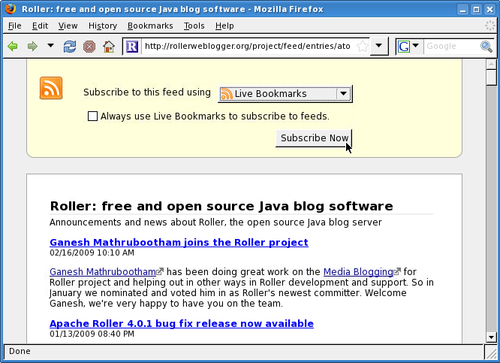 Time for action — subscribing to a newsfeed
