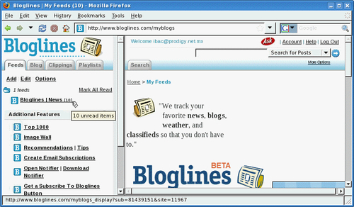 Time for action — using Bloglinesnewsfeedreaders, using
