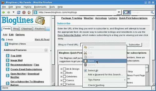 Time for action — using Bloglinesnewsfeedreaders, using