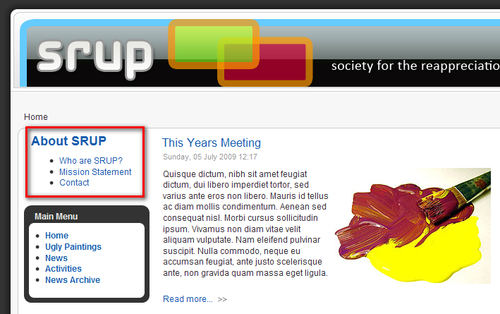 Time For Action Step 3 Tell Joomla Where To Display The Menu Joomla 1 5 Beginner S Guide