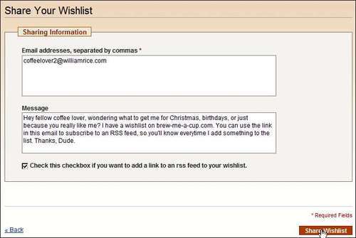 Wishlist share how to