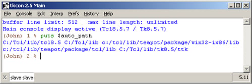 tkcon — an alternate Tcl shell