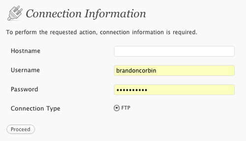 Connection Information required
